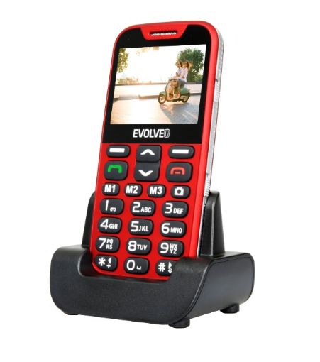 Obrázek EVOLVEO EasyPhone XD, mobilní telefon pro seniory s nabíjecím stojánkem (červená barva)