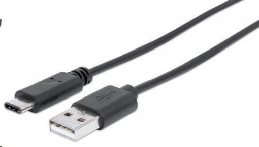 Obrázek MANHATTAN Kabel USB 2.0 C, C Male / A Male, 1m, černý