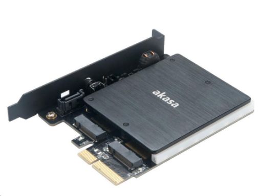Obrázek AKASA adaptér pro M.2 PCIe a M.2 SATA s RGB LED a chladičem