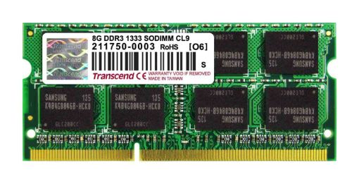 Obrázek TRANSCEND SODIMM DDR3 8GB 1333MHz 2Rx8 CL9