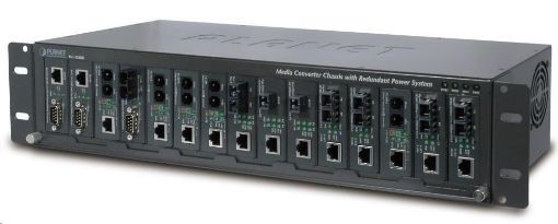 Obrázek Planet MC-1500R, 15 slotů pro media konverotry, 19"/2,5U, napájení AC 230V, možno dokoupit DC 48V zdroj (redundance)