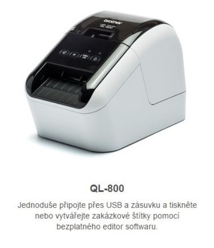 Obrázek BROTHER tiskárna štítků QL-800 - 62mm, termotisk, USB, Profi. Tiskárna Štítků / po dokoupení DK-22251 tisk červeně /