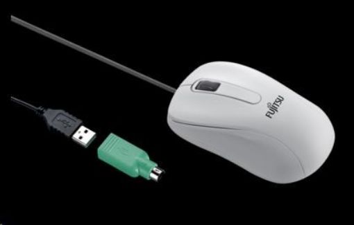 Obrázek FUJITSU myš M530 USB - 1200dpi Laser Mouse Combo - redukce USB PS2, 3 button Wheel Mouse with Tilt-Wheel-Function - BÍLÁ