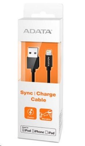 Obrázek ADATA Sync & Charge Lightning kabel - USB A 2.0, 100cm, plastový, černý