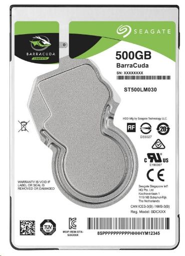 Obrázek SEAGATE HDD BARRACUDA 2.5" 500GB, SATAIII/600 5400RPM, 128MB cache, 7mm