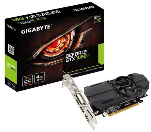 Obrázek GIGABYTE VGA NVIDIA GeForce GTX 1050 Ti OC Low Profile 4G, GTX 1050 Ti, 4GB GDDR5, 1xDP, 2xHDMI, 1xDVI
