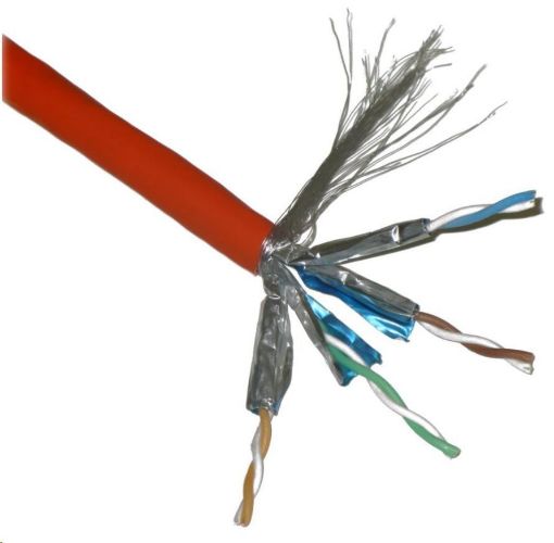 Obrázek FTP kabel PlanetElite, Cat6A, drát, 4pár LS0H, Dca, oranžový, 500m