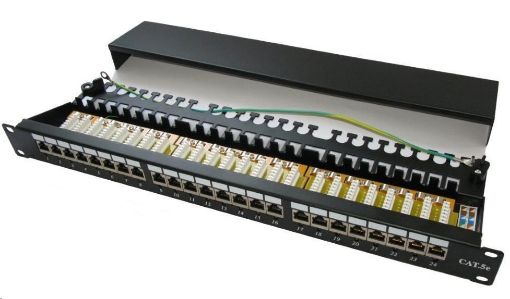 Obrázek 19" Patch panel XtendLan 24port, STP, Cat6, krone, černý - LED vyhledávání