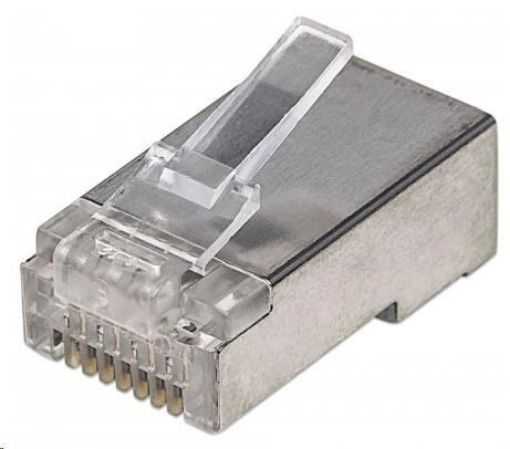 Obrázek Intellinet konektor RJ45, Cat5e, stíněný STP, 50µ, drát, 100 ks v nádobě