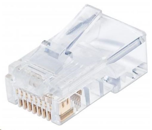 Obrázek Intellinet konektor RJ45, Cat5e, UTP, 50µ, drát i lanko, 100 ks v nádobě