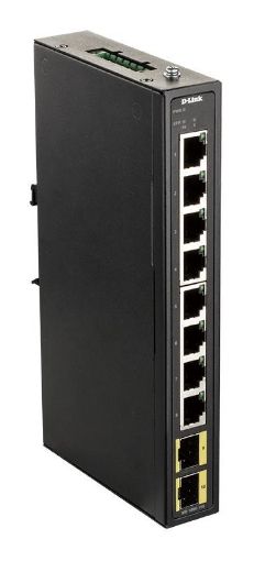 Obrázek D-Link DIS-100G-10S Průmyslový Gigabit unmanaged switch, 8x GbE, 2x SFP, DIN