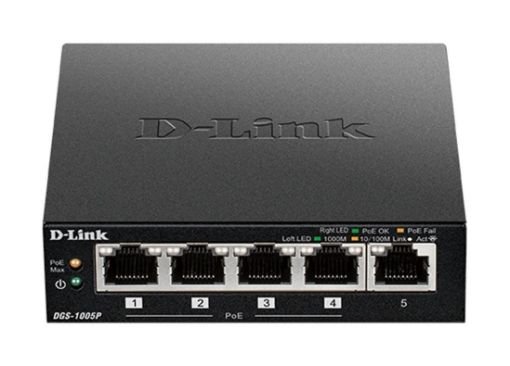 Obrázek D-Link DGS-1005P 5-Port Desktop Gigabit PoE+ Switch