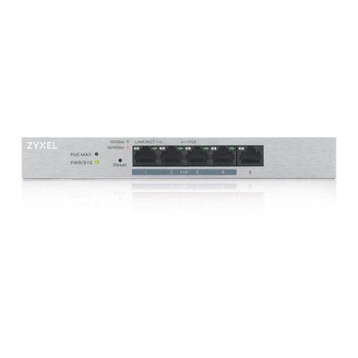 Obrázek Zyxel GS1200-5HP v2, 5-port Desktop Gigabit Web Smart switch: 5x Gigabit metal, 4x PoE (802.3at, 30W)