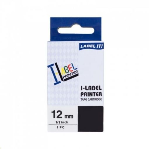 Obrázek PRINTLINE kompatibilní páska s Casio XR-12BU1, 12mm x 8m, černý tisk / modrý podklad