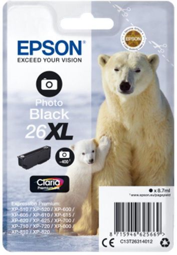 Obrázek Epson Singlepack Photo Black lední medvěd 26XL Claria Prem Ink