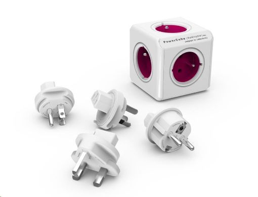 Obrázek Allocacoc PowerCube ReWirable + Travel Plugs, white/pink
