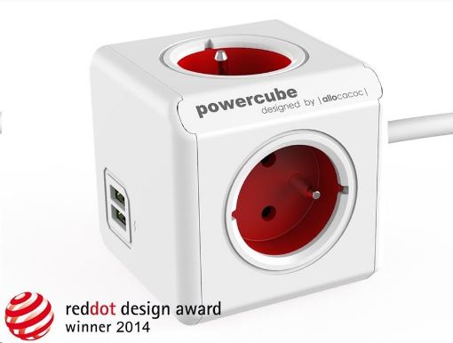 Obrázek Allocacoc PowerCube Extended USB Red (1,5m)