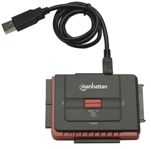 Obrázek MANHATTAN adaptér z USB na SATA/IDE (3-in-1 with One-Touch Backup)