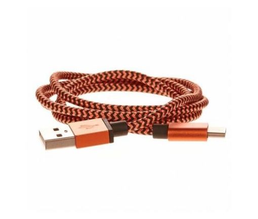 Obrázek CELLFISH pletený datový kabel z nylonového vlákna, USB-C, 1 m, oranžová - bulk