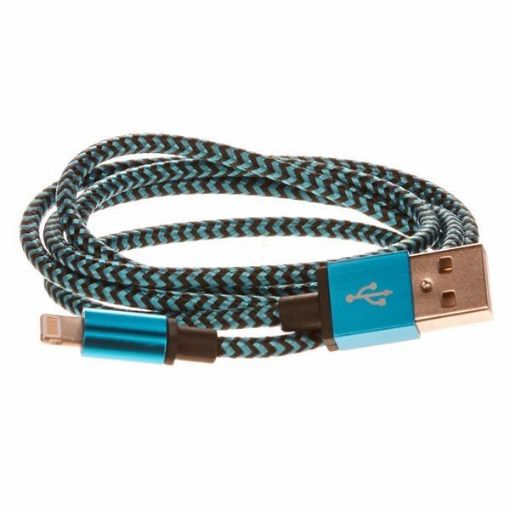 Obrázek CELLFISH pletený datový kabel z nylonového vlákna, Lightning, 1 m, modrá - bulk