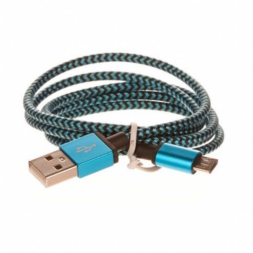 Obrázek CELLFISH pletený datový kabel z nylonového vlákna, micro USB, 1 m, modrá - bulk