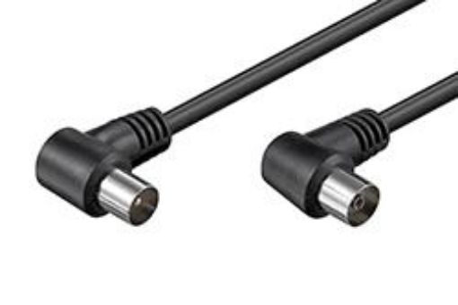 Obrázek Kabel anténní 75 Ohm, IEC169-2, M-F, 2,5m, lomený na obou koncích 90°, černý