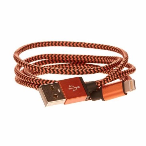 Obrázek CELLFISH pletený datový kabel z nylonového vlákna, Lightning, 1 m, oranžová