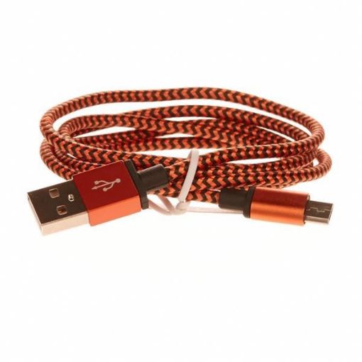 Obrázek CELLFISH pletený datový kabel z nylonového vlákna, micro USB, 1 m, oranžová