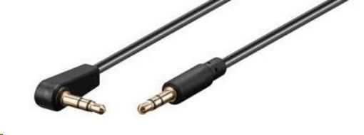 Obrázek PREMIUMCORD Kabel Jack 3,5mm - 3,5mm konektor 90° M/M 1m