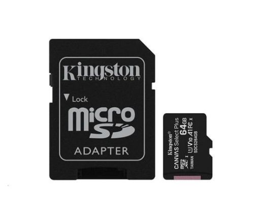 Obrázek Kingston 64GB micSDXC Canvas Select Plus 100R A1 C10 Card + SD adaptér