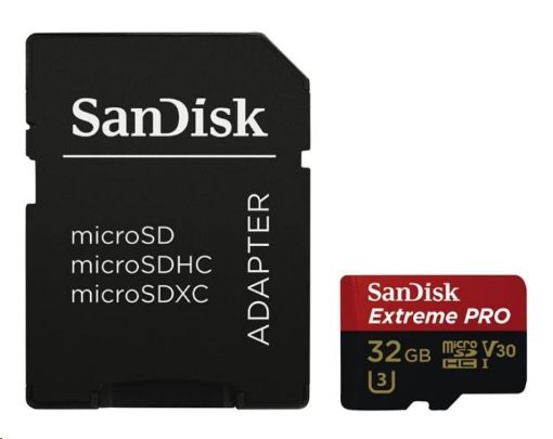 Obrázek SanDisk Micro SDXC karta 32GB Extreme PRO (100MB/s, Class 10 UHS-I V30) + adaptér