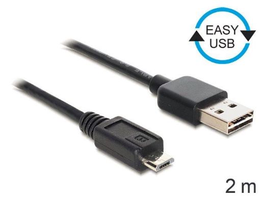 Obrázek Delock kabel EASY-USB 2.0-A samec > USB 2.0 micro-B samec 2 m