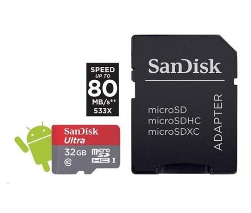Obrázek SanDisk microSDHC 32GB Ultra Android (+SD Adapter, 98 MB/s, Class10)