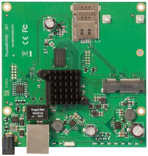 Obrázek MikroTik RouterBOARD RBM11G, dual-core 880MHz, 256MB DDR3, 1x GLAN, 1x mini-PCIe, 1xSIM slot, vč. L4