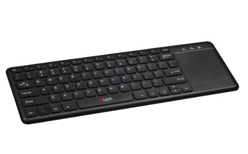 Obrázek C-TECH klávesnice WLTK-01, bezdrátová s touchpadem, černá, USB