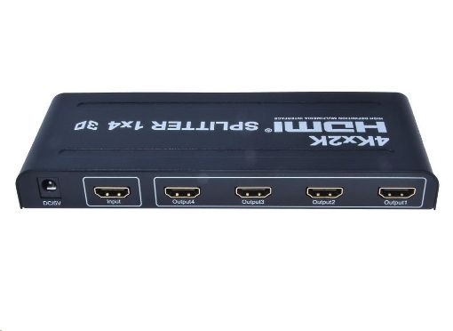 Obrázek PremiumCord HDMI splitter 1-4 porty, kovové pouzdro, 4K, FULL HD, 3D