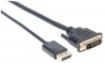 Obrázek MANHATTAN kabel DisplayPort 1.2a Male to DVI-D 24+1 Male, 3 m, černý