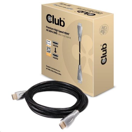 Obrázek Club3D Kabel HDMI Premium High Speed, HDMI 2.0 4K60Hz UHD, 3m