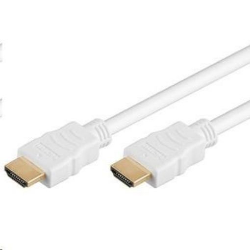 Obrázek PremiumCord HDMI High Speed + Ethernet kabel,bílý, zlacené konektory, 2m