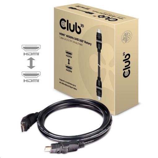 Obrázek Club-3D HDMI™ 2.0 4K60Hz UHD 360° Rotary Cable 2M/6.56ft  Male/Male