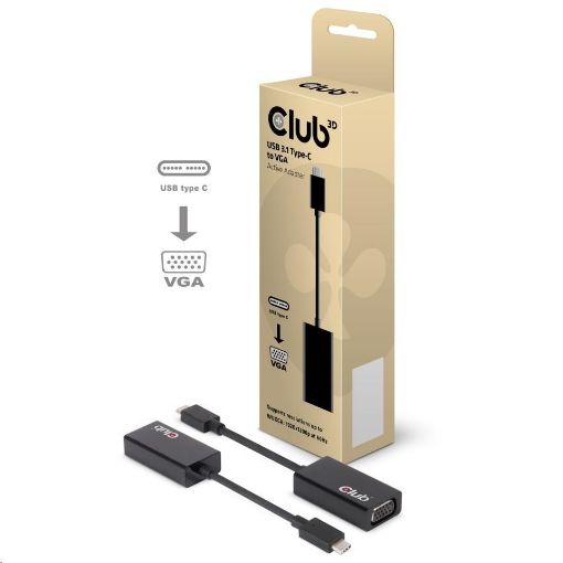 Obrázek Club3D Adaptér aktivní USB 3.1 typ C na VGA (M/F), 15cm