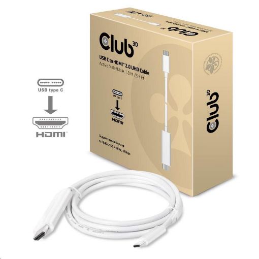 Obrázek Club3D Kabel aktivní USB typ C na HDMI 2.0 4K60Hz UHD, 1,8m