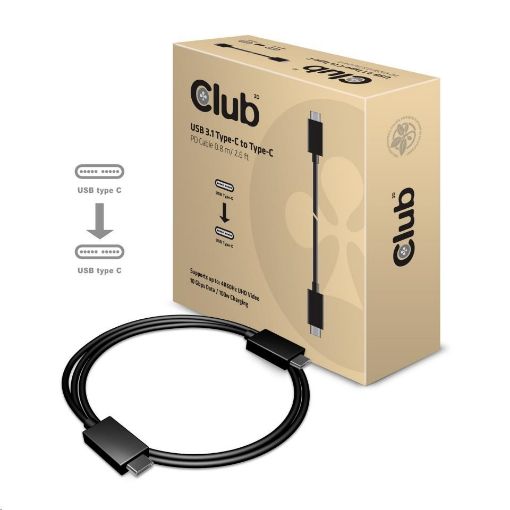 Obrázek Club3D Kabel USB 3.1 typ C Gen2 4K60Hz UHD Power Delivery 100W, (M/M), 80cm