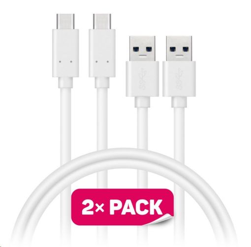 Obrázek CONNECT IT Wirez USB-C (Type C) -> USB-A, USB 3.1 Gen 1, bílý, 1 m (2 ks v balení)