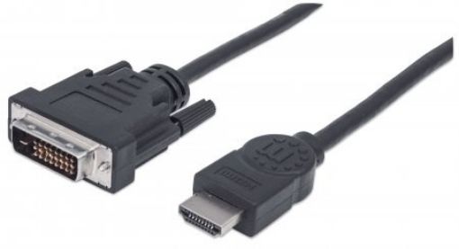 Obrázek MANHATTAN kabel HDMI Male to DVI-D 24+1 Male, Dual Link, Black, 1,8m