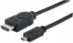 Obrázek MANHATTAN kabel HDMI s Ethernetem, HDMI Male to Micro Male, HEC, ARC, 3D, 4K, stíněný, 2m, Black