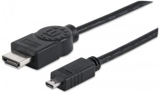 Obrázek MANHATTAN kabel HDMI s Ethernetem, HDMI Male to Micro Male, HEC, ARC, 3D, 4K, stíněný, 2m, Black