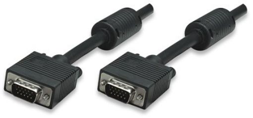 Obrázek MANHATTAN kabel SVGA k monitoru s feritovými jádry, HD15 Male / HD15 Male, 15m, Black