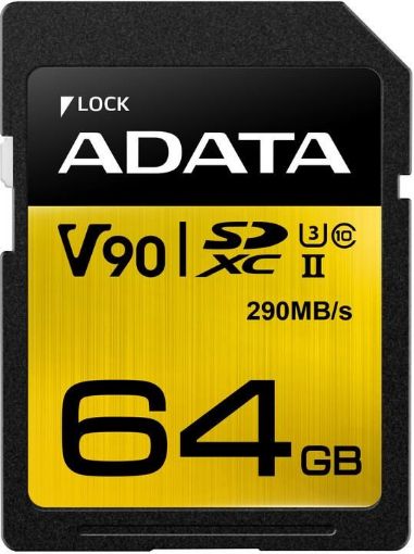 Obrázek ADATA SDXC karta 64GB UHS-I U3 Class 10, Premier One (R: 290MB / W: 260MB)