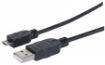 Obrázek MANHATTAN Kabel propojovací USB 2.0  A Male / Micro-B Male, 1.8 m, černý